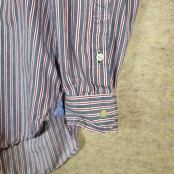 Vintage Tommy Hilfiger Button Down, Men's Large Red White Blue‎ Stripe - Picture 9 of 15